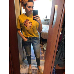 Planet Gates Yellow / M Casual Funny T shirt Women Tops Cotton Summer T-Shirt Woman Pink yellow black  2018 new  Round neck avatar printing