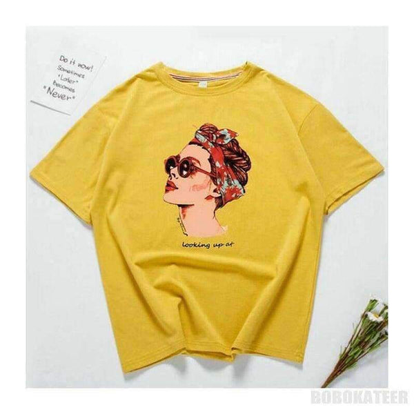 Planet Gates Yellow / M Casual Funny T shirt Women Tops Cotton Summer T-Shirt Woman Pink yellow black  2018 new  Round neck avatar printing