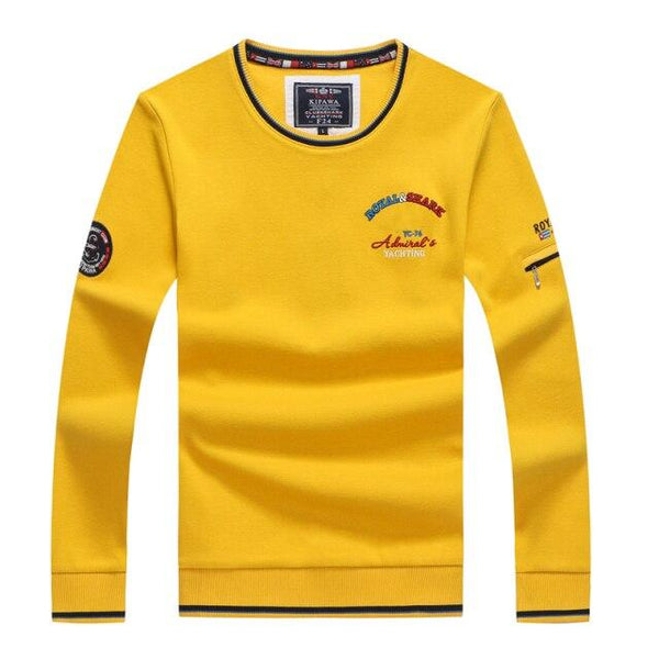Planet Gates Yellow / M Fashion Yellow Shark Embroidery Sweatshirts Hoodies Business Man Pullovers Hooded Clothing Homme