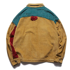 Planet Gates Yellow / M Jacket Men  Patchwork Men's Jacket Pockets High Street Fashion Casual Outwear Men Coat