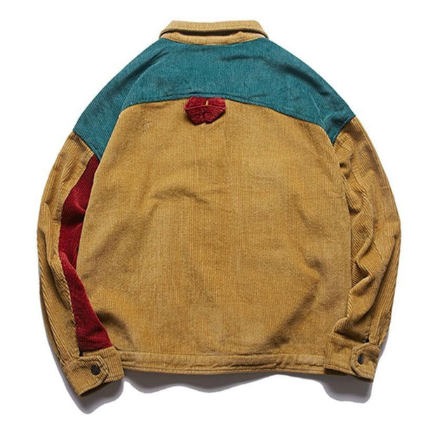 Planet Gates Yellow / M Jacket Men  Patchwork Men's Jacket Pockets High Street Fashion Casual Outwear Men Coat