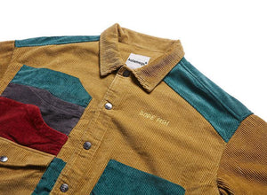 Planet Gates Yellow / M Jacket Men  Patchwork Men's Jacket Pockets High Street Fashion Casual Outwear Men Coat