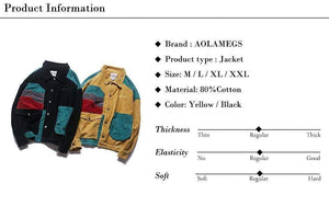 Planet Gates Yellow / M Jacket Men  Patchwork Men's Jacket Pockets High Street Fashion Casual Outwear Men Coat