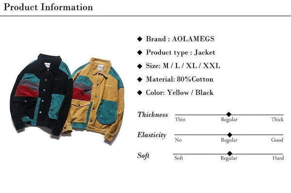 Planet Gates Yellow / M Jacket Men  Patchwork Men's Jacket Pockets High Street Fashion Casual Outwear Men Coat