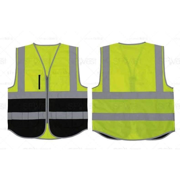 Planet Gates Yellow / M Two tone Reflective safety vest  work uniforms workwear hi vis vest with muilti pockets free shipping