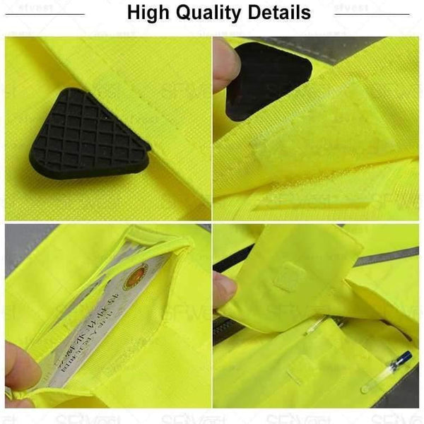 Planet Gates Yellow / M Two tone Reflective safety vest  work uniforms workwear hi vis vest with muilti pockets free shipping
