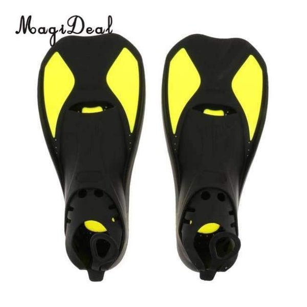 Planet Gates Yellow M Universal Full Foot Short Fins Scuba Diving Swim Training Flippers Kid Adult Swimming Fins Snorkeling Water Fin 6 Sizes