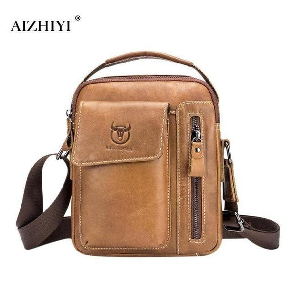 Planet Gates YELLOW Men Genuine Leather Messenger Crossbody Bag Casual Fashion Male Sling Bag Business Handbag Shoulder Famous Brand