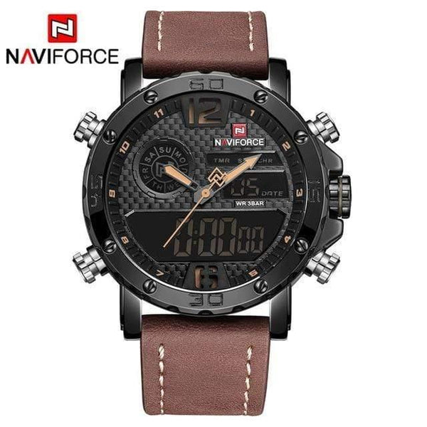 Planet Gates YELLOW Mens Watches Top Brand Luxury Original Sports Watch Men Leather 30M Waterproof Miliary Dual Display Wristwatch Clock