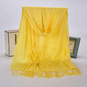 Planet Gates Yellow New Winter Women 60cm*170cm Black Red Solid Color Muslim Hijab Foulard Viscose Scarf Wrap With Tassel