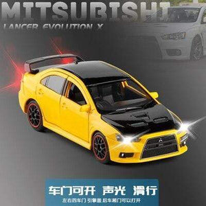 Planet Gates Yellow(no box) Toy Car 1:32 Mitsubishi Lancer Evolution X Metal Alloy Diecast Car Model Miniature Model With Sound Light Model For Children Car