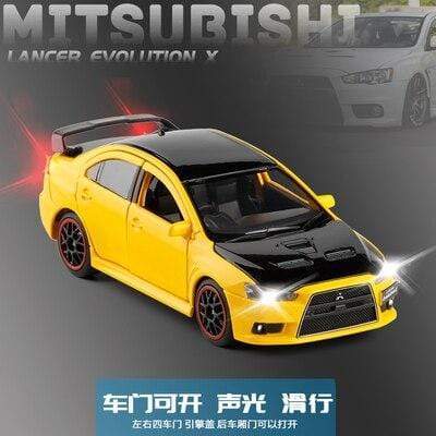 Planet Gates Yellow(no box) Toy Car 1:32 Mitsubishi Lancer Evolution X Metal Alloy Diecast Car Model Miniature Model With Sound Light Model For Children Car