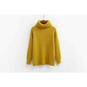 Planet Gates Yellow / One Size Winter Knitted Sweaters Women Fashion Turtleneck Pullover Sweater Female Casual All-match Jumper 8 Colors