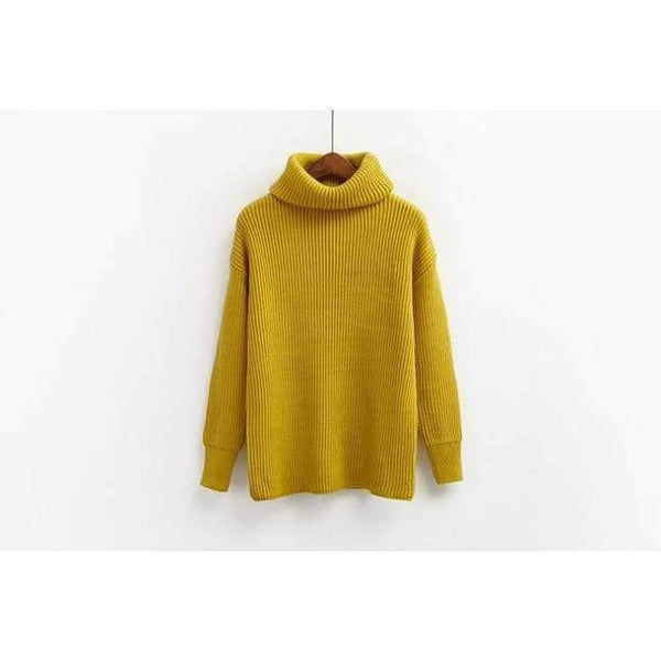 Planet Gates Yellow / One Size Winter Knitted Sweaters Women Fashion Turtleneck Pullover Sweater Female Casual All-match Jumper 8 Colors