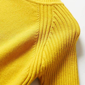 Planet Gates Yellow / One Size Women turtleneck sweaters knitted pullovers long sleeves basic irregular tricots autumn winter wool tops warm loose All Match