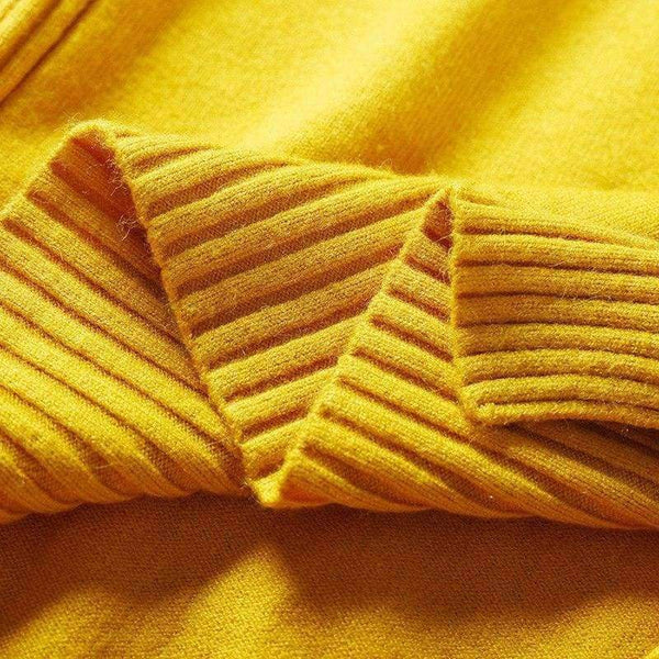 Planet Gates Yellow / One Size Women turtleneck sweaters knitted pullovers long sleeves basic irregular tricots autumn winter wool tops warm loose All Match