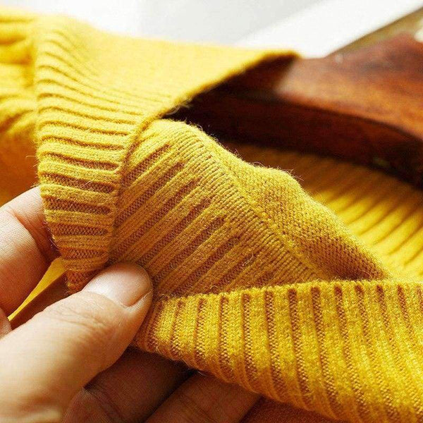 Planet Gates Yellow / One Size Women turtleneck sweaters knitted pullovers long sleeves basic irregular tricots autumn winter wool tops warm loose All Match