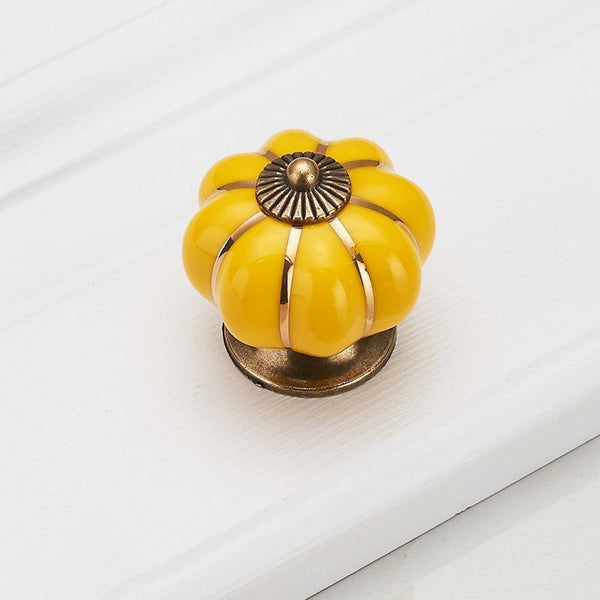 Pumpkin Ceramic Handles 40mm Drawer Knobs Cupboard Door Handles Single Hole Cabinet Handles with screws Furniture Handles