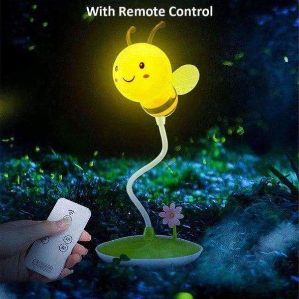 Planet Gates Yellow remote contro Cute Bee Dimmable Reading Book Light LED Desk Lamp With Remote Control Student Child Eye Protection Table Lamp Christmas Gift