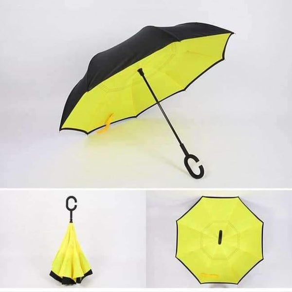 Planet Gates yellow Reverse Umbrella Double Layer Inverted Windproof Rain Car Umbrellas For Women S1004