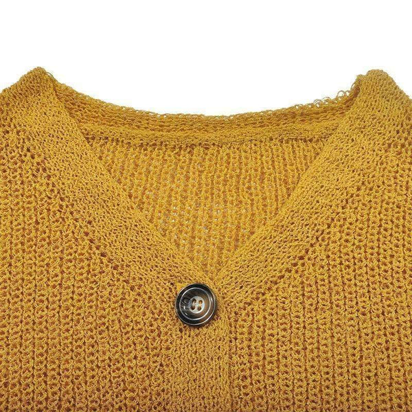 Planet Gates Yellow / S Casual Cardigan Sweater Women Autumn Long Sleeve Crop Top Lantern Sleeve Coat Knitted Female Jumper Ladies Sweater Coat