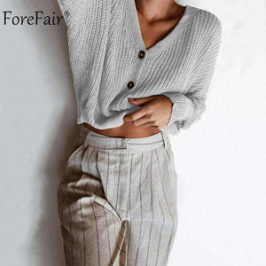 Planet Gates Yellow / S Casual Cardigan Sweater Women Autumn Long Sleeve Crop Top Lantern Sleeve Coat Knitted Female Jumper Ladies Sweater Coat