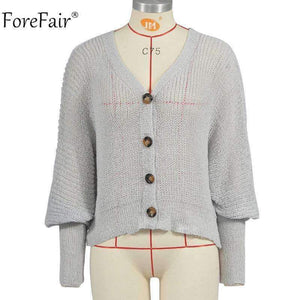Planet Gates Yellow / S Casual Cardigan Sweater Women Autumn Long Sleeve Crop Top Lantern Sleeve Coat Knitted Female Jumper Ladies Sweater Coat