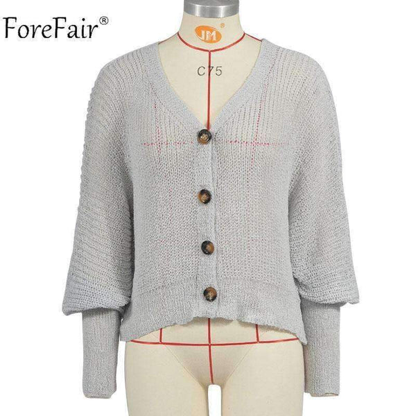 Planet Gates Yellow / S Casual Cardigan Sweater Women Autumn Long Sleeve Crop Top Lantern Sleeve Coat Knitted Female Jumper Ladies Sweater Coat