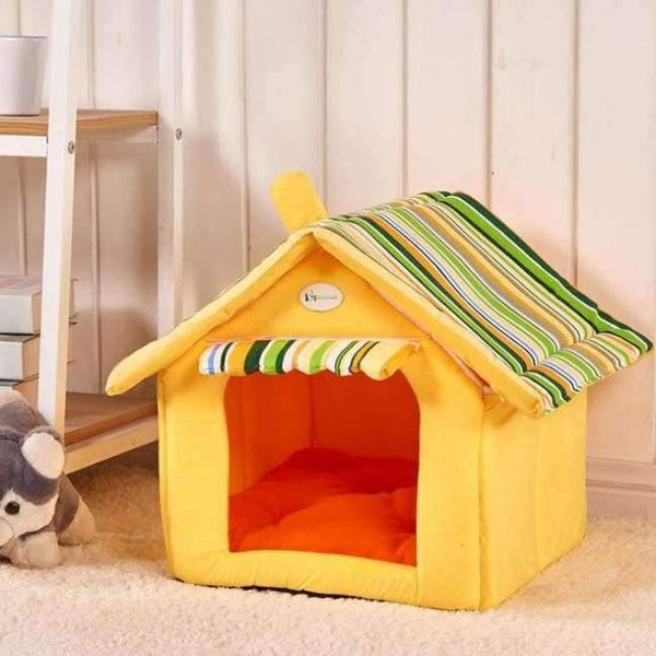 Planet Gates Yellow / S Fashion Striped Removable Cover Mat Dog House Dog Beds For Small Medium Dogs Pet Products House Pet Beds for Cat
