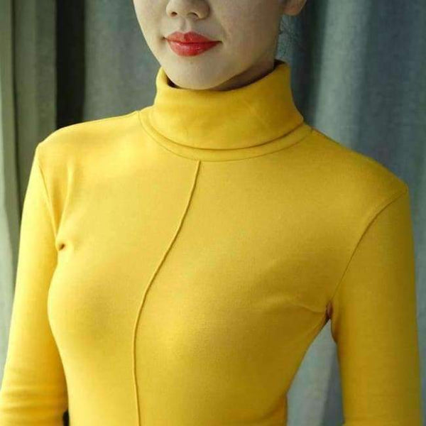 Planet Gates yellow / S Female Soft Korean Style Skinny Winter Turtleneck Women Bodycon Basic Pullovers Long Sleeve Pull Femme Coat Female Top