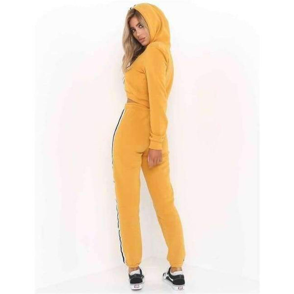 Planet Gates Yellow / S Women Two Piece Set Hoodies Sweatshirt and Pant Female Casual Fitness Sportswear Set  Fall 2 Piece Set Crop Top