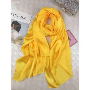Planet Gates yellow Scarf Women 100% Natural Silk Wraps Shawls and Scarves 180*90cm Hijabs Solider Colors Beach Cover up