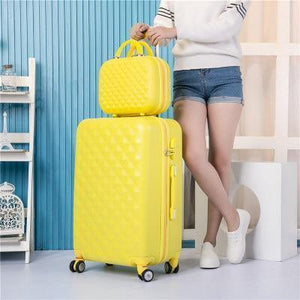 Planet Gates yellow set / 20" Luggage Set with Handbag,Women Travel Suitcase Bag with Cosmetic Bag,20"22"24"26"28"inch Wheel Trolley Case