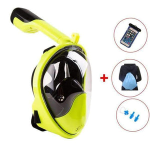 Planet Gates Yellow SET / S/M Mask Scuba Mask Underwater Anti Fog Full Face Snorkeling Mask Women Men Swimming Snorkel Diving Equipment