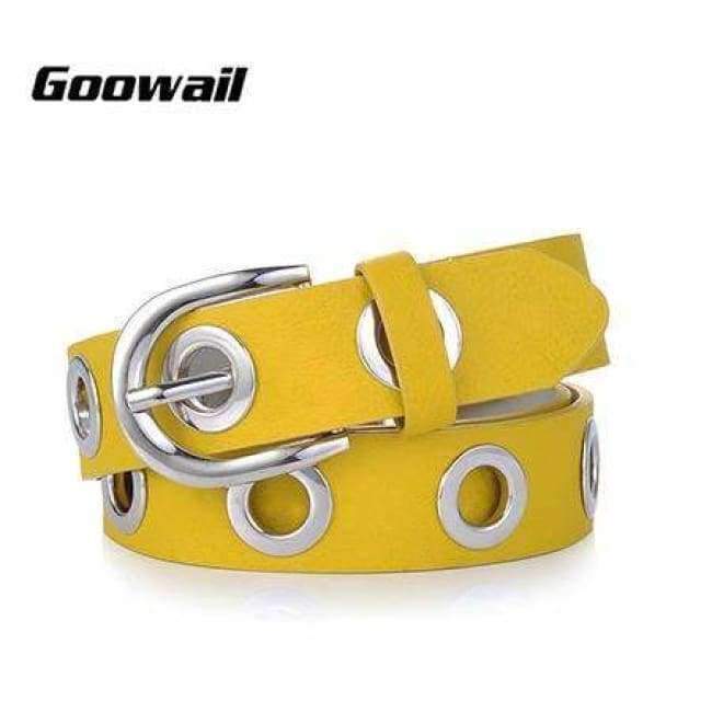 Planet Gates black  silver / 100cm Goowail 2017 fashion Belts for Women Grommet Duo euramerican style designer pu Leather strap for ladies jeans accessories
