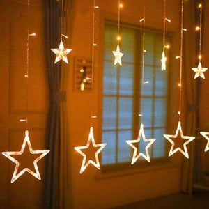 Planet Gates Yellow / small stars Led Christmas Lights AC 220v LED Star Curtain Light Holiday lights for Party/New year Decoration Christmas Lights