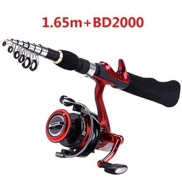 Planet Gates Yellow Spinning Fishing Rod with BD2000 Reel Set Olta 1.65m Red Portable Travel Carbon Fishing Rod Combo Fishing Pole