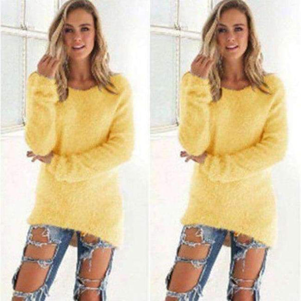 Autumn Knitted Sweater Women Winter Sweaters Female 2018 Long Sleeve O Neck Loose Casual Pullovers Plus Size 3Xl Ddr87 - Yellow Sweater / S