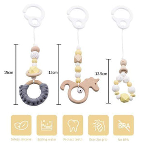 Planet Gates Yellow unicorn Baby Toys Wooden Play Gym Hanging Mobile Bed Holder Star Pendant Stroller Baby Toy Bell Wood Rattle Ring Newborn Educational Toy