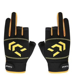 Planet Gates Yellow / United States 1 Pair Fishing Gloves Men Women Outdoor Fishing Anti-slip 3 Cut Finger Sports Fish Equipment Angling SBR Gloves