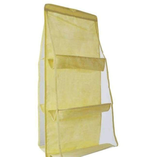 Planet Gates Yellow Urijk 6 Pockets Hanging Storage Bag Purse Handbag Tote Bag Shoes Storage Organizer Rack Hanger Storage Accessories Drop Shipping
