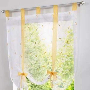 Planet Gates Yellow / W60CM X L140CM Roman shade European embroidery style tie up window curtain kitchen curtain voile sheer tab top window brand curtains cortinas