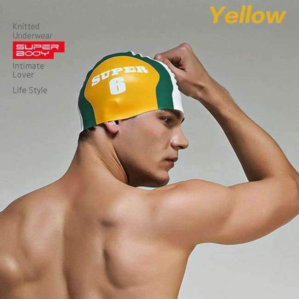 Planet Gates Yellow Water man swimming caps silicone boys 2016 new blue bathing cap male adult professional waterproof ear Sale