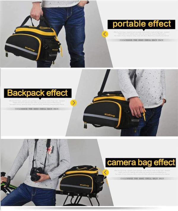 Planet Gates Yellow Waterproof Bicycle Bag 35L Multifunction Portable Cycling Rear Seat Tail Bag Bike Bag Shoulder Handbag Accessories