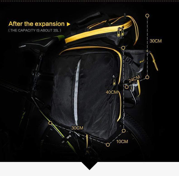 Planet Gates Yellow Waterproof Bicycle Bag 35L Multifunction Portable Cycling Rear Seat Tail Bag Bike Bag Shoulder Handbag Accessories