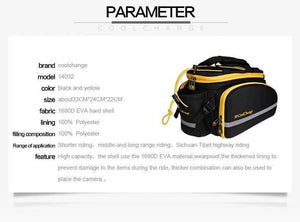 Planet Gates Yellow Waterproof Bicycle Bag 35L Multifunction Portable Cycling Rear Seat Tail Bag Bike Bag Shoulder Handbag Accessories