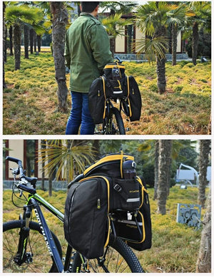 Planet Gates Yellow Waterproof Bicycle Bag 35L Multifunction Portable Cycling Rear Seat Tail Bag Bike Bag Shoulder Handbag Accessories