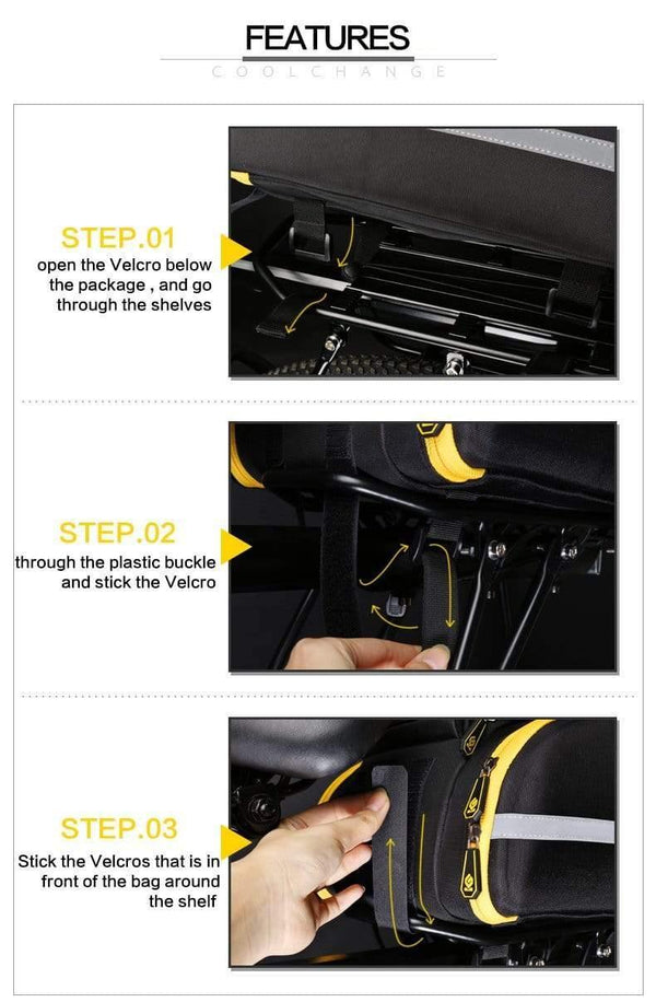 Planet Gates Yellow Waterproof Bicycle Bag 35L Multifunction Portable Cycling Rear Seat Tail Bag Bike Bag Shoulder Handbag Accessories