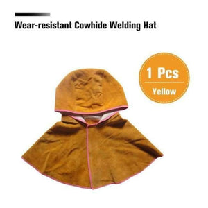 Planet Gates Yellow Wear-resistant Cowhide Welding Hat Cloak of Welder Clothing High Temperature Resistant Welder Working Head Shoulder Protective