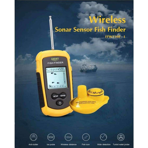 Planet Gates Žlutý drátový FFC1108-1 100M drátový bezdrátový sonar s alarmem, LCD sonar s rybami, rybářské návnady, echoloty, hledač ryb